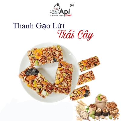 Thanh Gạo Lứt Mix Hạt & Trái Cây - Ăn Vặt Api Food
