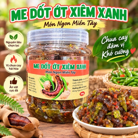 Me Dốt Ớt Xiêm Xanh Chua Cay Mặn Ngọt 500gr