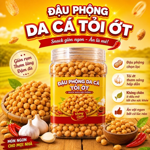 Đậu Phộng Da Cá Tỏi Ớt 500gr - Giòn Rụm Thơm Ngon