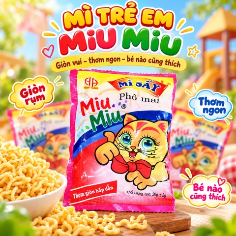 Set 50 Gói Mì Trẻ Em MIU MIU Vị Phô Mai, Món Ăn Vặt Tuổi Thơ An Toàn