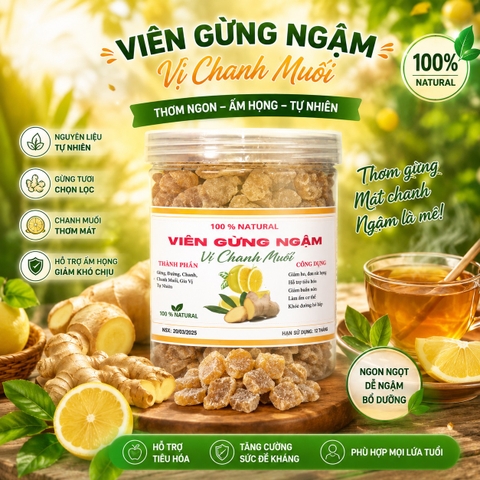 Viên Gừng Ngậm Vị Chanh Muối 300gr