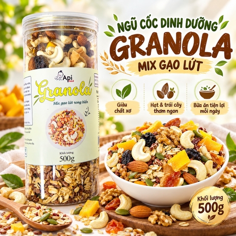 Ngũ Cốc Dinh Dưỡng Ăn Liền Granola Mix Gạo Lứt 500gr
