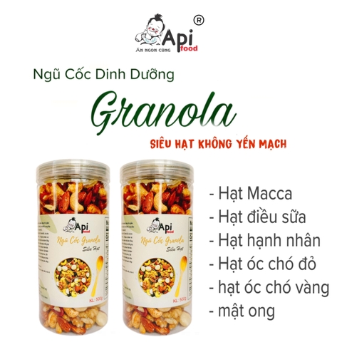 [ COMBO 2 HỘP ] Ngũ Cốc Granola KHÔNG YẾN MẠCH NƯỚNG MẬT - 20 HẠT MACCA (Macca, Hạnh Nhân, Óc Chó Vàng, Óc Chó Đỏ, Hạt Điều)