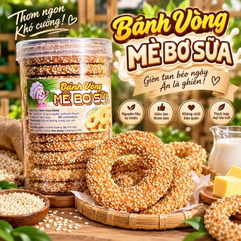 Bánh Vòng Mè Bơ Sữa - Giòn Rụm, Thơm Béo, Càng Ăn Càng Ghiền