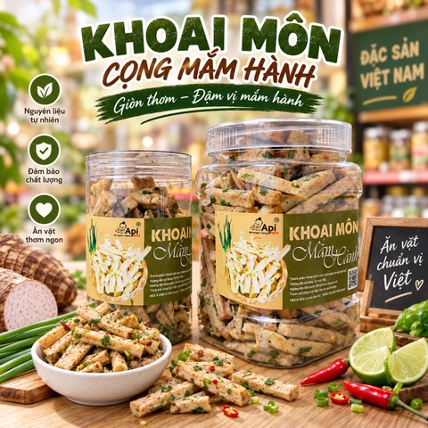 Khoai Môn Cọng Sấy Giòn Tẩm Gia Vị Mắm Hành - Bùi Béo Thơm Ngon Mê Ly