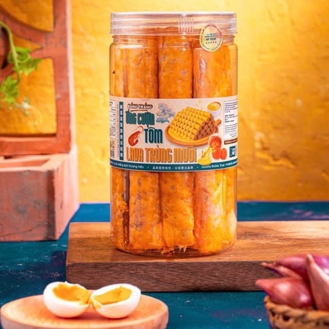 Bánh Tráng Ống Cuộn Tôm Lava Trứng Muối