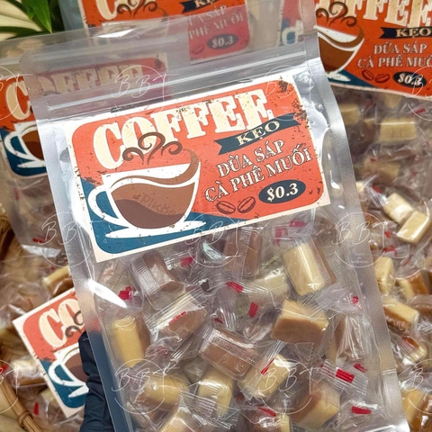 Kẹo Dừa Sáp Cà Phê Muối Ăn Lạ Miệng, Béo Thơm 500gr