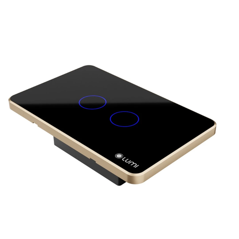 CÔNG TẮC CẢM ỨNG THÔNG MINH LUTO 2 NÚT, KÍNH PHẲNG, VIỀN CHAMPAGNE