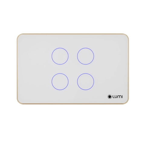 CÔNG TẮC CẢM ỨNG THÔNG MINH LUTO 4 NÚT, KÍNH PHẲNG, VIỀN CHAMPAGNE