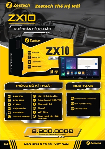 Màn hình ô tô android ZX10 bản tiêu chuẩn