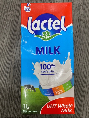 Sữa tươi tiệt trùng nguyên kem Lactel UHT Whole Milk 1L Pháp
