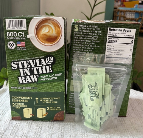 Túi 50 gói Đường nâu Ăn Kiêng  Stevia In The Raw Zero Calorie Sweetener Mỹ