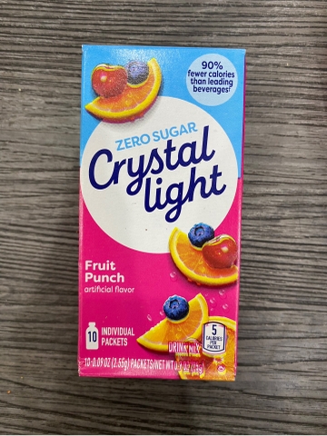 Bột pha nước trái cây Crystal Light Zero Sugar Fruit Punch 10 gói 25,5g Mỹ