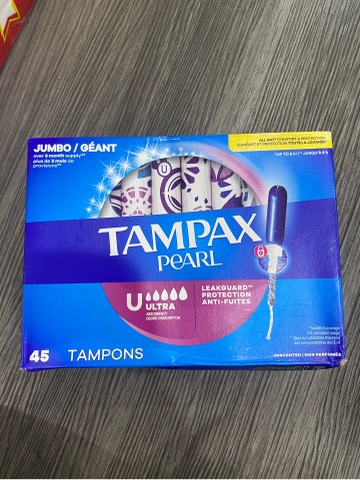 Băng Vệ Sinh Dạng Tampon Tampax Pearl Ultra 45 Que Mỹ – Siêu Thấm Hút, Chống Tràn, Có Ống Đẩy