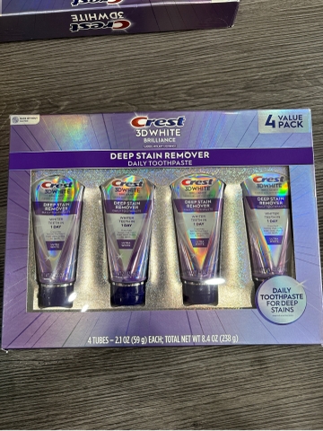 Kem Đánh Răng Crest 3D White Brilliance Deep Stain Remover Ultra White 59g x 4 Tuýp (Value Pack) – Kem Trắng Răng Mỹ