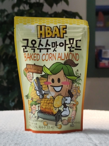 Hạt hạnh nhân và bắp nướng HBAF Hàn Quốc 120g