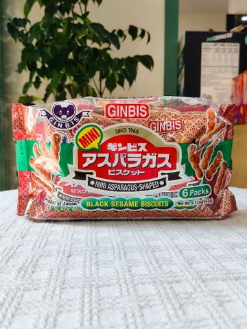 Bánh ăn dặm Ginbis hình măng tây vị mè đen (gói 162g) - Nhật Bản