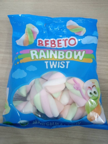 kẹo xốp hình xoắn cầu vồng Bebeto 60g