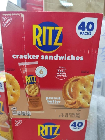 BÁNH QUY RITZ GIÒN KẸP BƠ ĐẬU PHỘNG CỦA MỸ NABISCO RITZ CRACKER SANDWICHES PEANUT BUTTER HỘP 40 GÓI