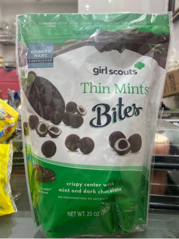 BÁNH GIÒN BỌC 2 LỚP SOCOLA ĐẮNG & BẠC HÀ GIRL SCOUTS THIN MINTS BITES CRISPY CENTER WITH MINT AND DARK CHOCOLATE 567G
