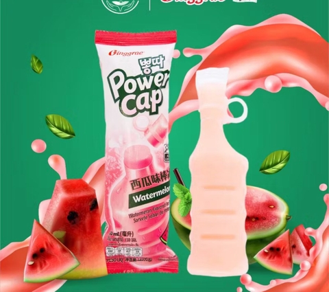 Kem Binggrae Power Cap Vị Dưa Hấu Watermelon Hàn Quốc Kem Đá Trái Cây Mát Lạnh