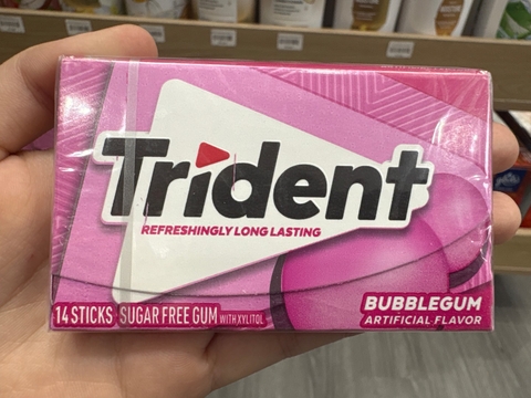 Kẹo Trident gum hồng không đường vị truyền thống Mỹ