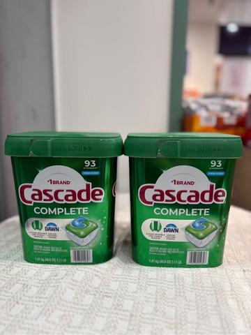 Viên rửa chén dùng cho máy rửa chén Cascade hương tươi mát 1.41kg Mỹ 93 viên