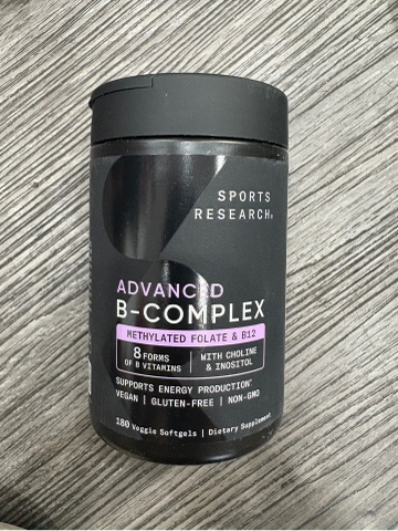 Thực phẩm bổ sung vitamin nhóm B (Dietary Supplement) Sports Research Advanced B-Complex 180 Viên