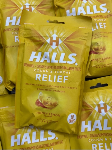 Kẹo Ngậm Halls Honey Lemon Relief (30 viên) Mỹ