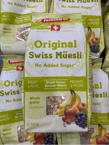 Ngũ cốc trộn trái cây không đường sấy khô Familia Original Swiss Müeếli Thuỵ Sĩ 500g