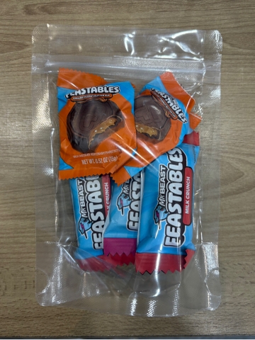 Combo 5 thanh Kẹo socola MrBeast Feastables snack size – 3 vị (Milk Chocolate, Milk Crunch, Peanut Butter Cup) 12g Mỹ