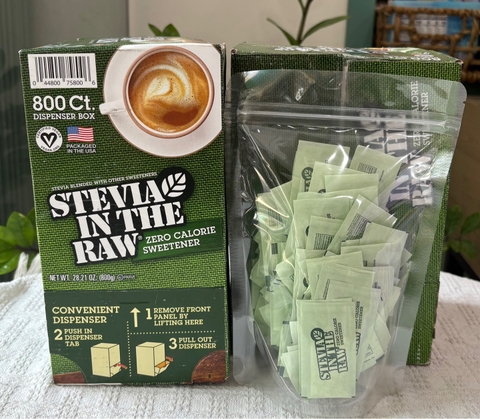 Túi 100 gói Đường nâu Ăn Kiêng  Stevia In The Raw Zero Calorie Sweetener Mỹ