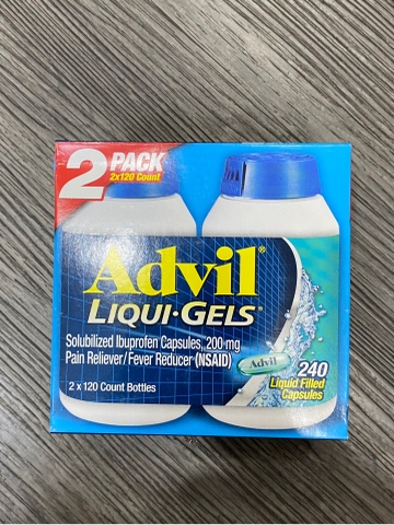 Advil Liqui-Gels 200mg 240 Viên (2 Chai x 120 Viên) – Viên Nang Mềm Ibuprofen Giảm Đau, Hạ Sốt Nhập Khẩu Mỹ