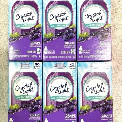 Bột Pha Nước Crystal Light Grape – 10 Gói – Hương Nho Tự Nhiên, Ít Calo 31.8g Mỹ