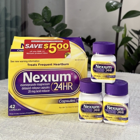 Lẻ 1 hộp Viên uống Nexium 24HR Esomeprazole Magnesium 20mg – Hỗ trợ giảm ợ nóng, hộp 42 viên Mỹ