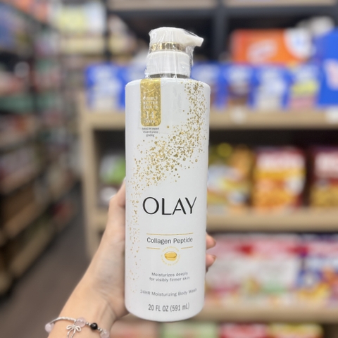 Sữa Tắm Olay Collagen Peptide 24H Moisturizing Body Wash 591ml Mỹ – Dưỡng Ẩm Chuyên Sâu, Da Mềm Mịn Săn Chắc 298g Mỹ