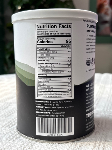 Lon Hạt bí Organic Terrasoul Mỹ 380g