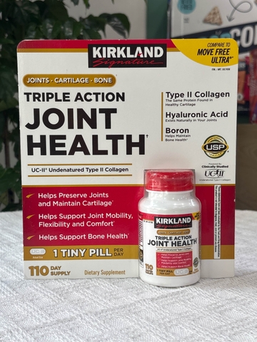 Viên uống hỗ trợ khớp collagen tuýp II Kirkland Signature Triple Action Joint Health 110 viên - Mỹ