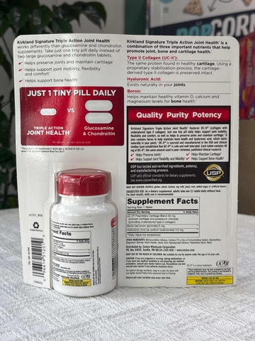 Viên uống hỗ trợ khớp collagen tuýp II Kirkland Signature Triple Action Joint Health 110 viên - Mỹ