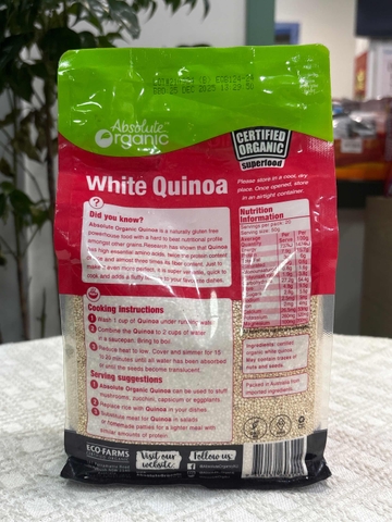 Hạt Chia Quinoa trắng 1kg Absolute Organic Mỹ