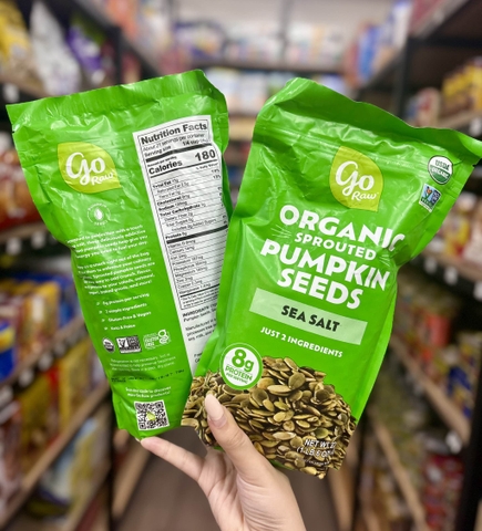 Hạt Bí Xanh Hữu Cơ tẩm muối Go Raw Organic 624g Mỹ