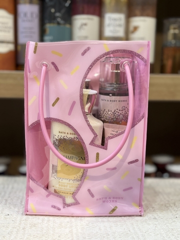 Set 4 Món Bath & Body Works Champagne Toast – Xịt Thơm, Sữa Tắm, Dưỡng Thể & Kem Dưỡng Da Tay – Mỹ