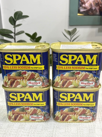 Thịt hộp SPAM ít muối 25% less sodium Mỹ