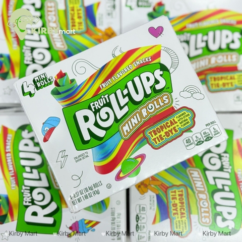 Kẹo dẻo cuộn Fruit Roll-Ups Mini Rolls Tropical Tie-Dye 4 cuộn (41g) – Mỹ
