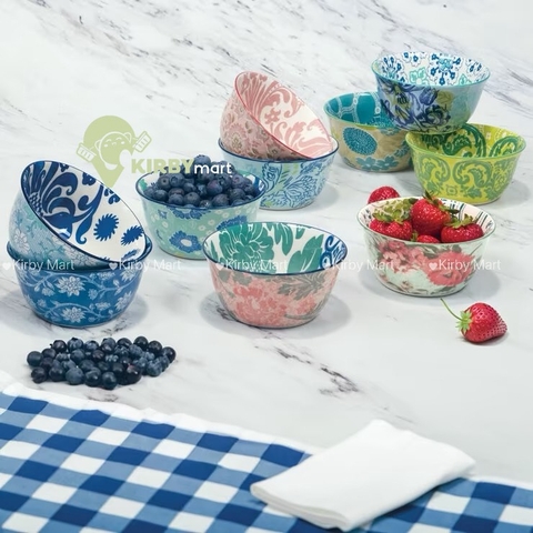 Bộ 10 chén gốm sứ họa tiết Provence 12.07cm – Bát ăn cơm, ăn chè, đựng trái cây nhiều màu