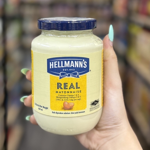 Sốt Mayonnaise Hellmann’s Real Mayonnaise 460ml Mỹ – Sốt Trứng Béo Mịn Cho Salad, Sandwich, Burger