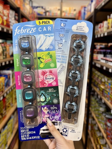 Nước Hoa Ô Tô Febreze Car 5 Pack 10ml Mỹ – Combo 5 Mùi Hương Kẹp Cửa Gió Điều Hòa, Giúp Khử Mùi Và Làm Thơm Xe