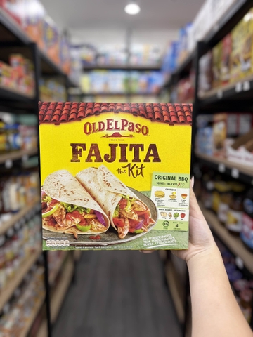 Bộ Fajita Old El Paso Original BBQ Kit 500g – 8 Bánh Tortilla Kèm Gia Vị & Sốt BBQ Mexico