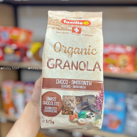 Granola Organic Chocolate Amaranth Thụy Sĩ 375g – Ngũ Cốc Socola Hạt Dền