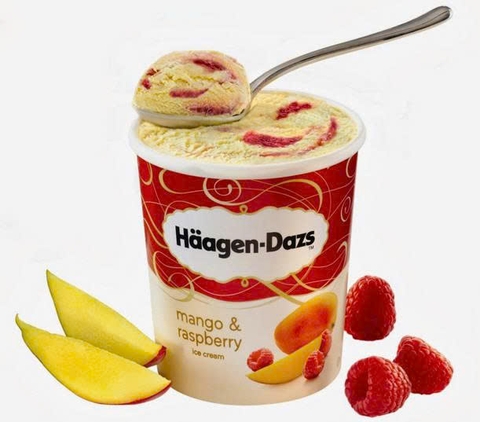 Kem Haagen Dazs xoài và phúc bồn tử mini 100ml Bỉ